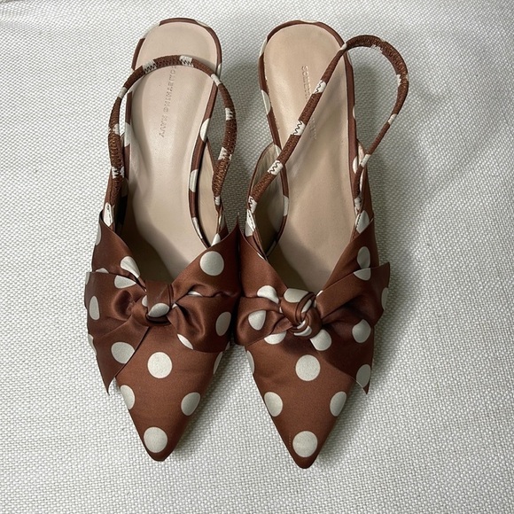 Something Navy Whitney Bow Polka Dot Slingbacks Size 5 Nordstrom Exclusive - Picture 2 of 9